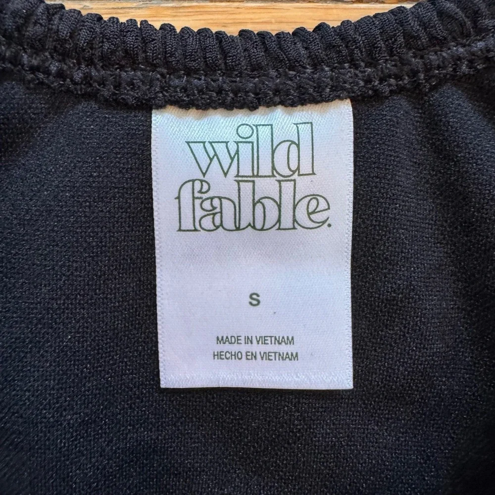 Wild Fable Black Pucker Textured Ultra High Leg Cheeky‎ Bikini Bottom Small NWT